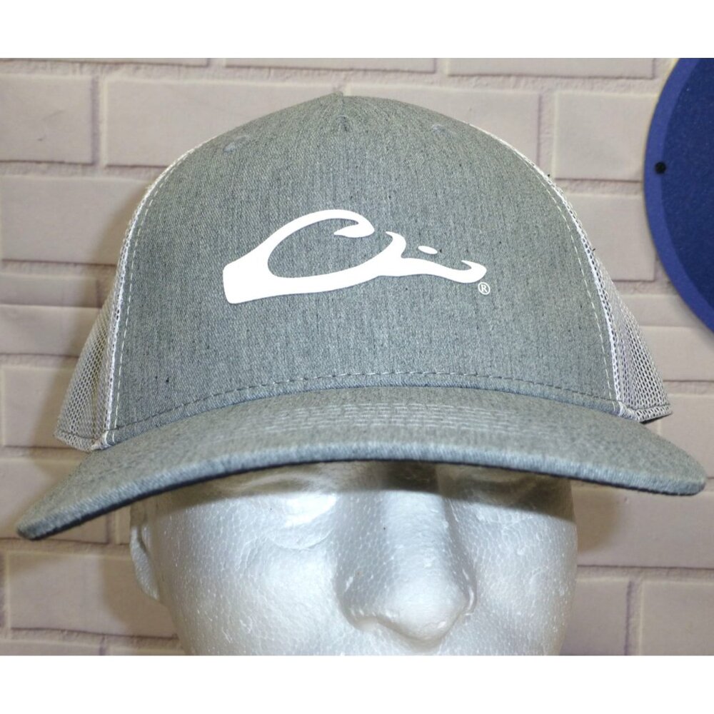 Drake Waterfowl Gray & White Trucker Hat With Mesh‎ Back Adjustable Snapback